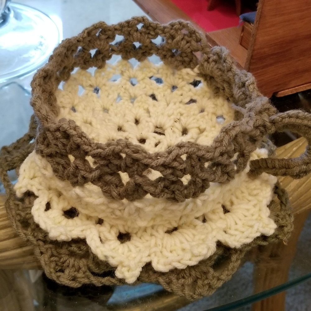 Handmade crochet cup and saucer